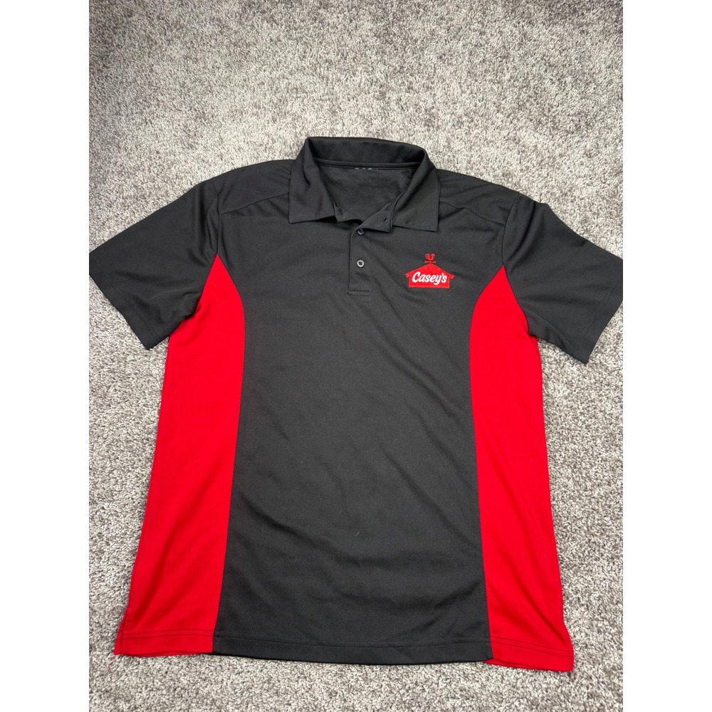 Casey's General Store Employee Uniform Polo Shirt Mens XL Black Red Colorblock